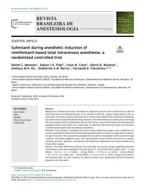 Sufentanil During Anesthetic Induction of Remifentanil-Based Total Intravenous Anesthesia 329