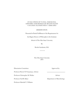 Evaluation of T-Cell and B-Cell Epitopes and Design of Multivalent Vaccines Against Htlv-1 Diseases