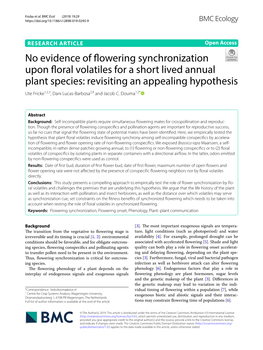 No Evidence of Flowering Synchronization Upon Floral Volatiles