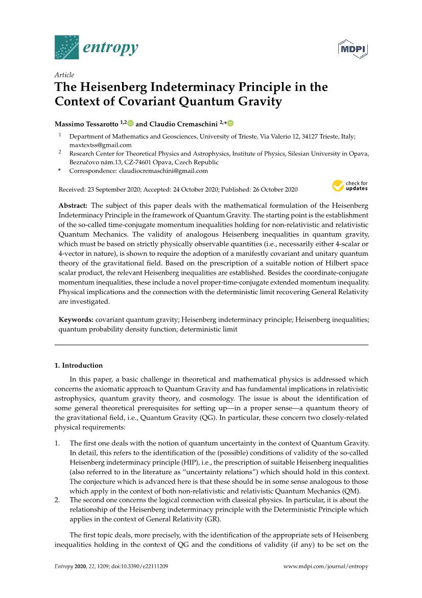 The Heisenberg Indeterminacy Principle in the Context of Covariant Quantum Gravity