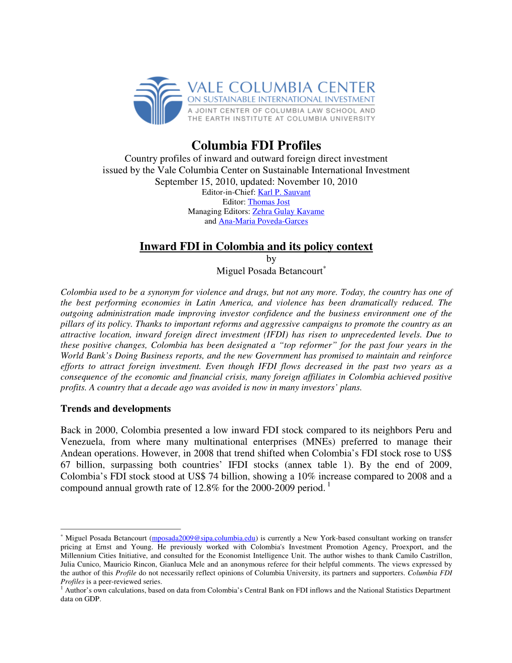 Columbia FDI Profiles