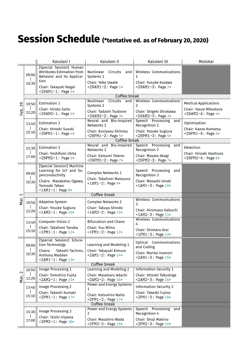 Tentative Workshop Program