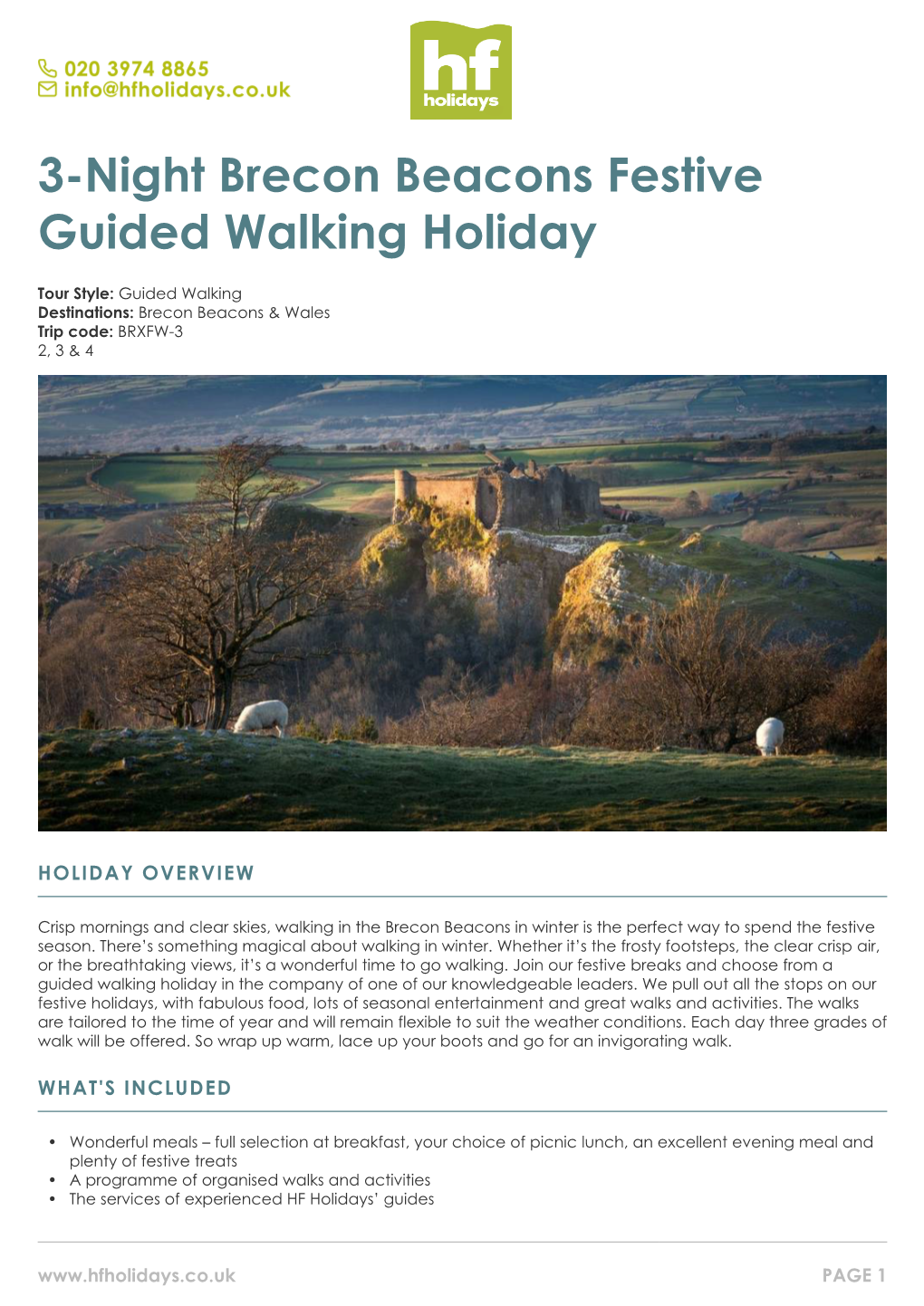 3-Night Brecon Beacons Festive Guided Walking Holiday