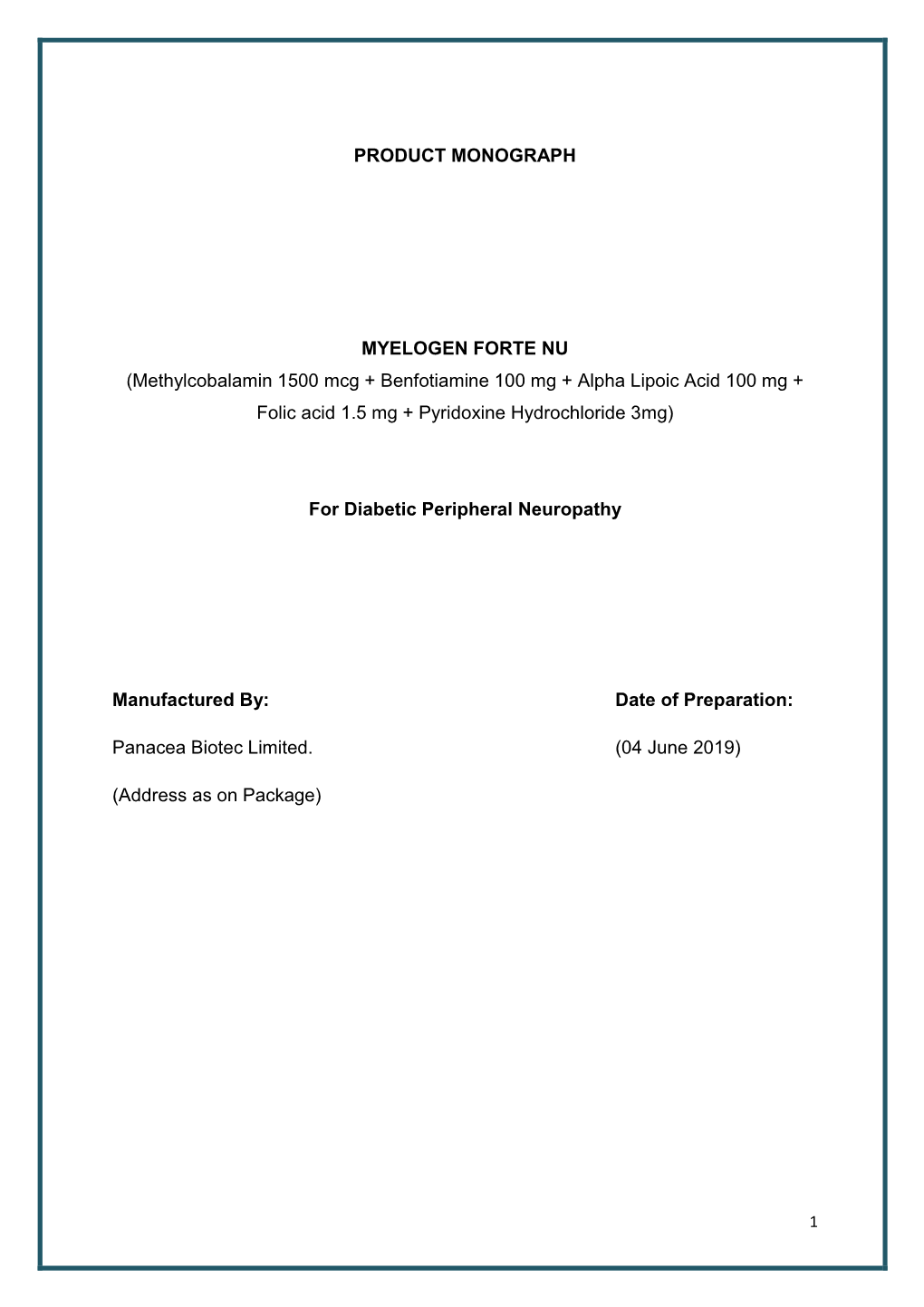 Product Monograph Myelogen