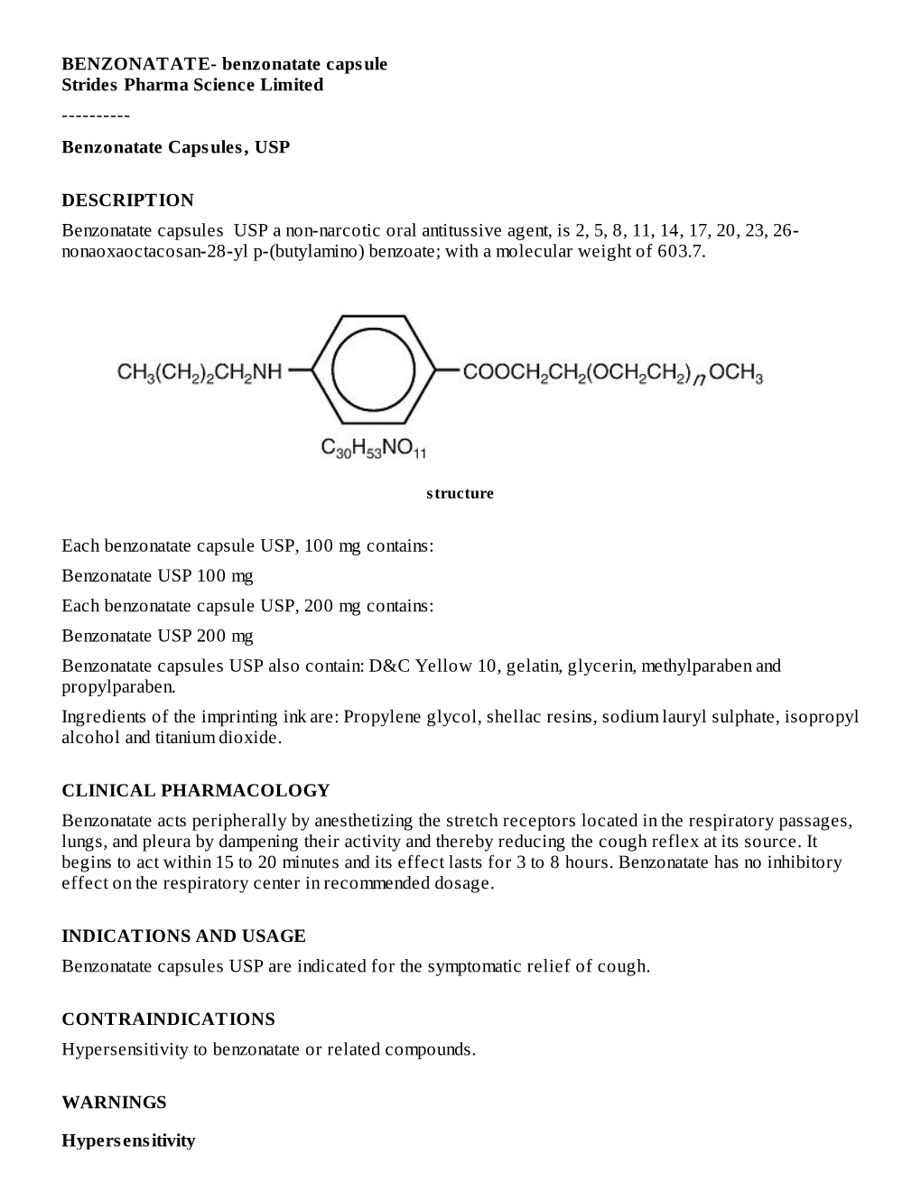 Benzonatate Capsules, USP