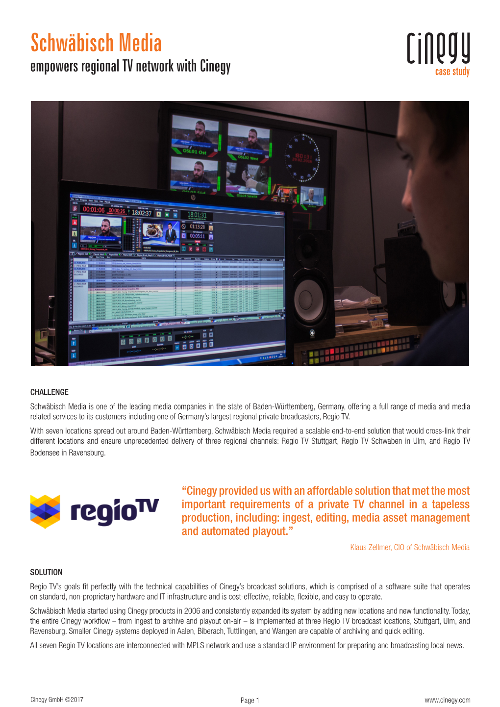 Cinegy Empowers Regional TV Network with Cinegy Case Study