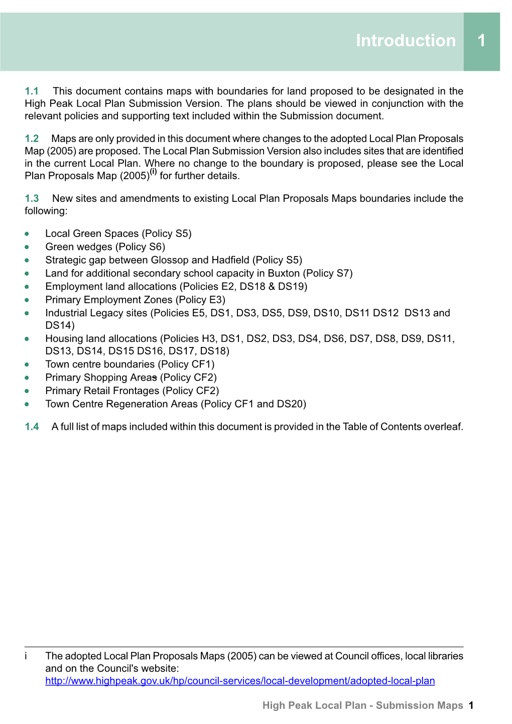 High Peak Local Plan Submission Version