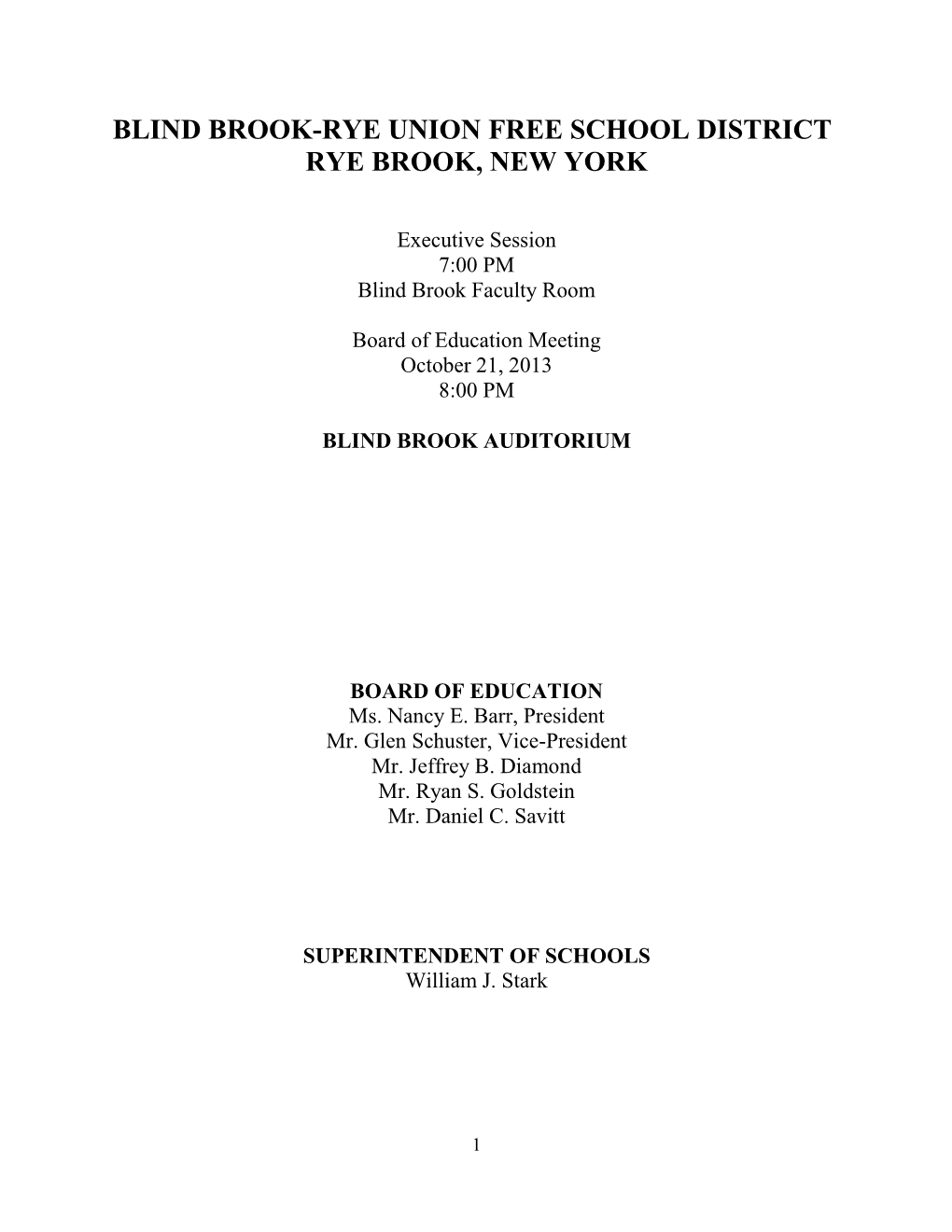 Blind Brook-Rye Union Free School District Rye Brook, New York