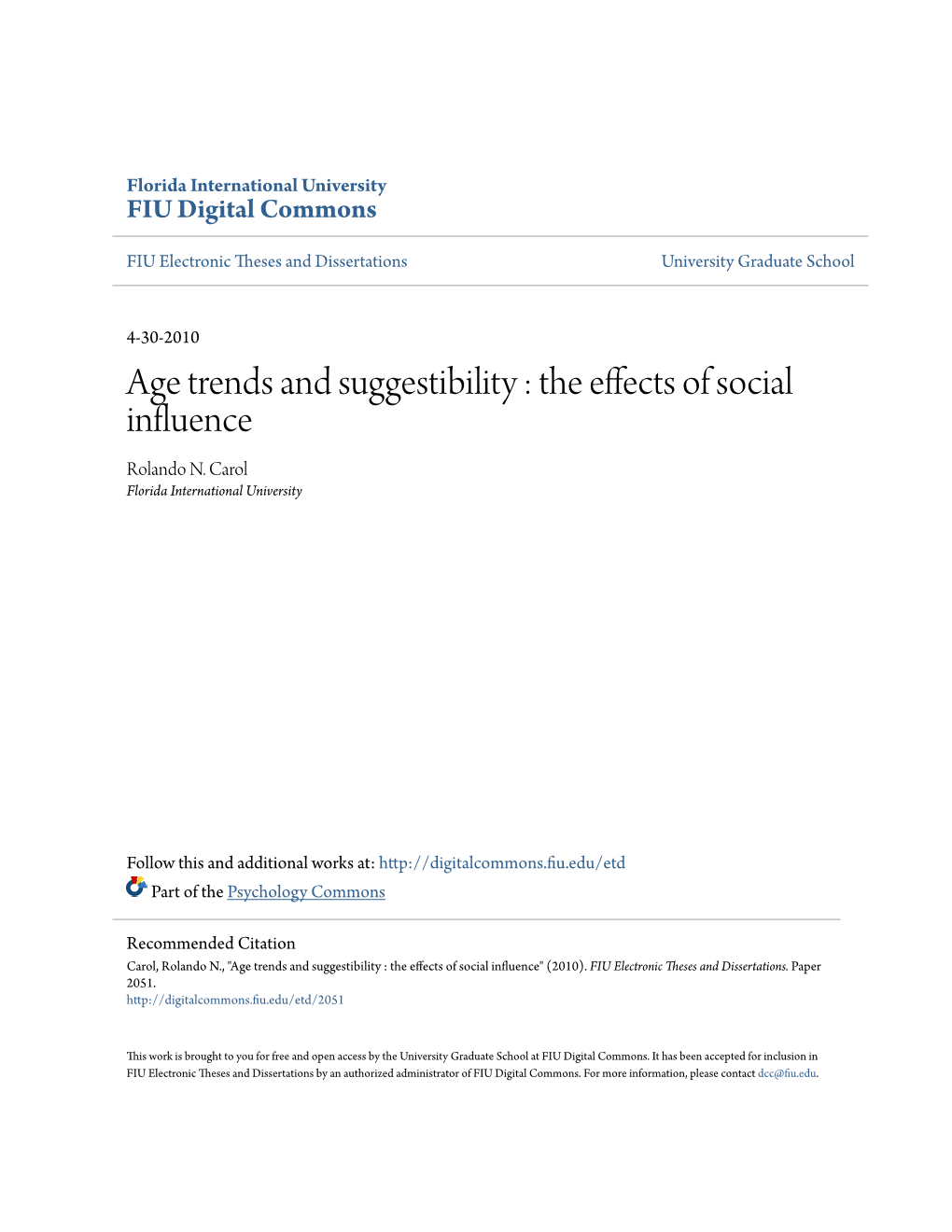 Age Trends and Suggestibility : the Effects of Social Influence Rolando N