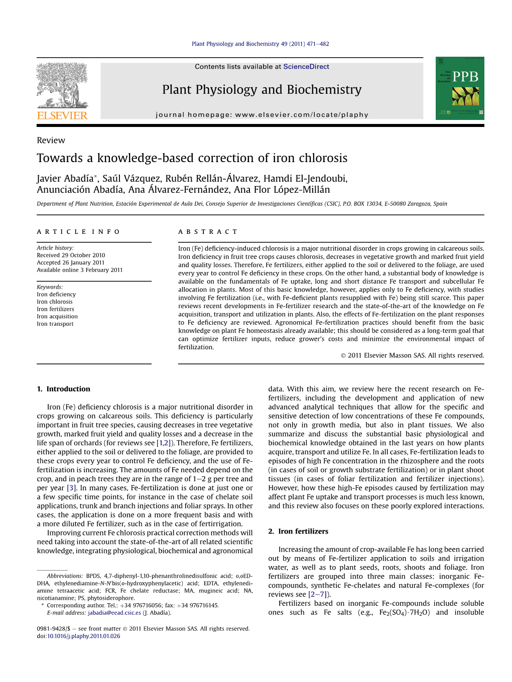 Plant Physiology and Biochemistry 49 (2011) 471E482