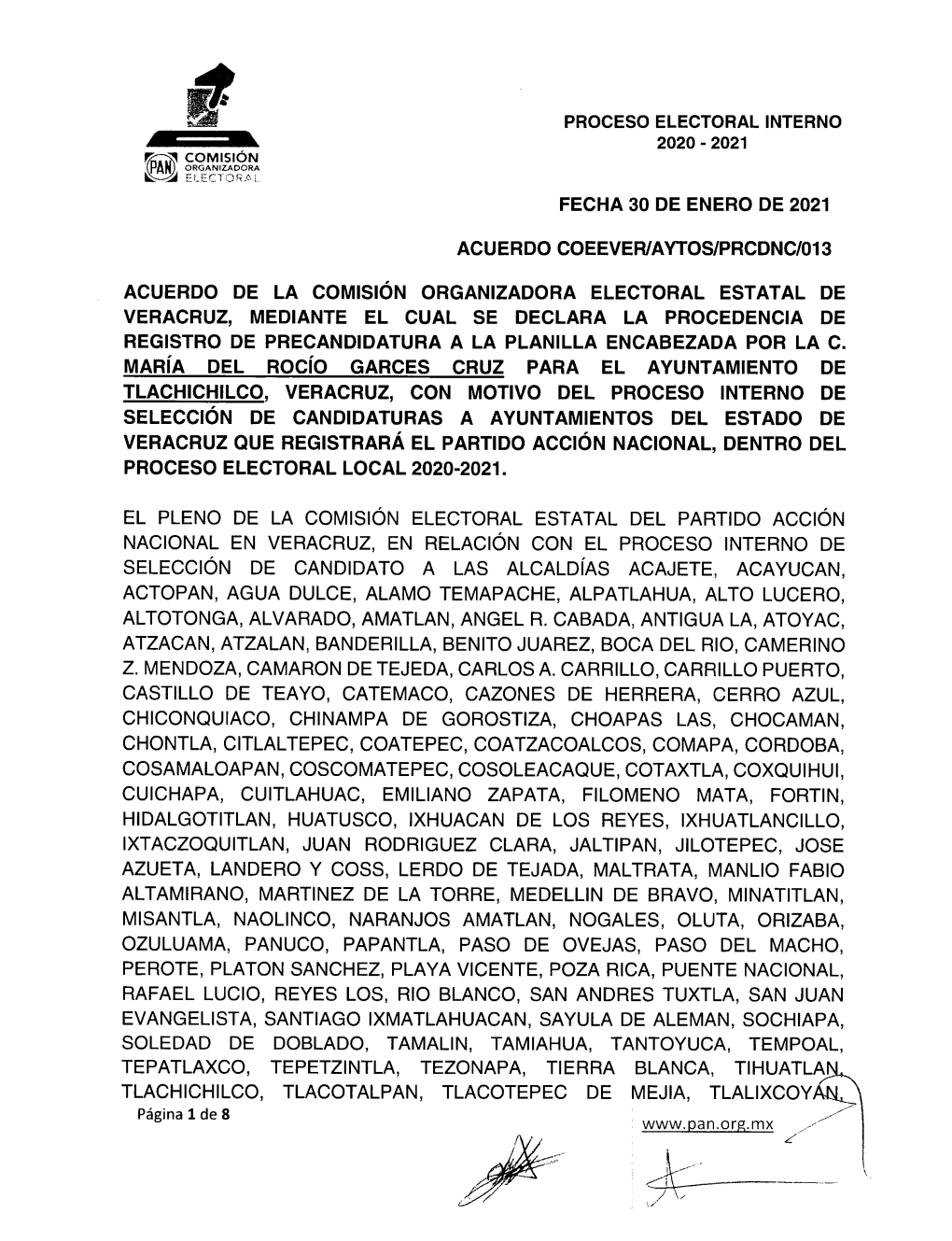 Proceso Electoral Interno 2020 - 2021 Comision • Oranizadora I