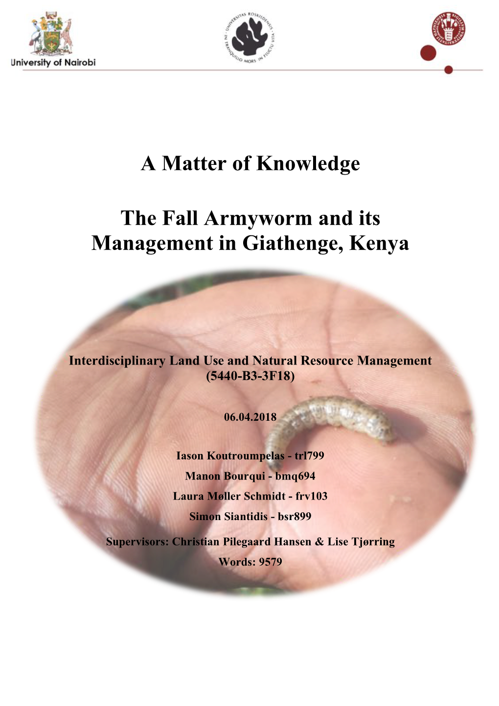 A Matter of Knowledge the Fall Armyworm and Its Management In