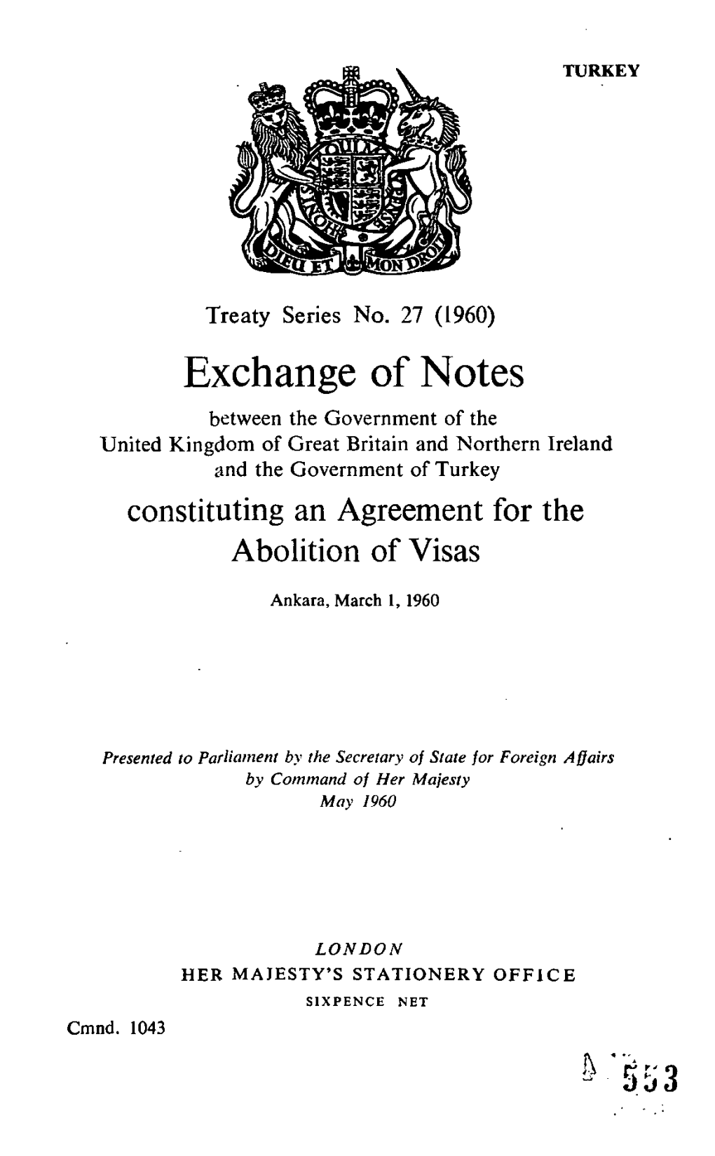 Exchange of Notes