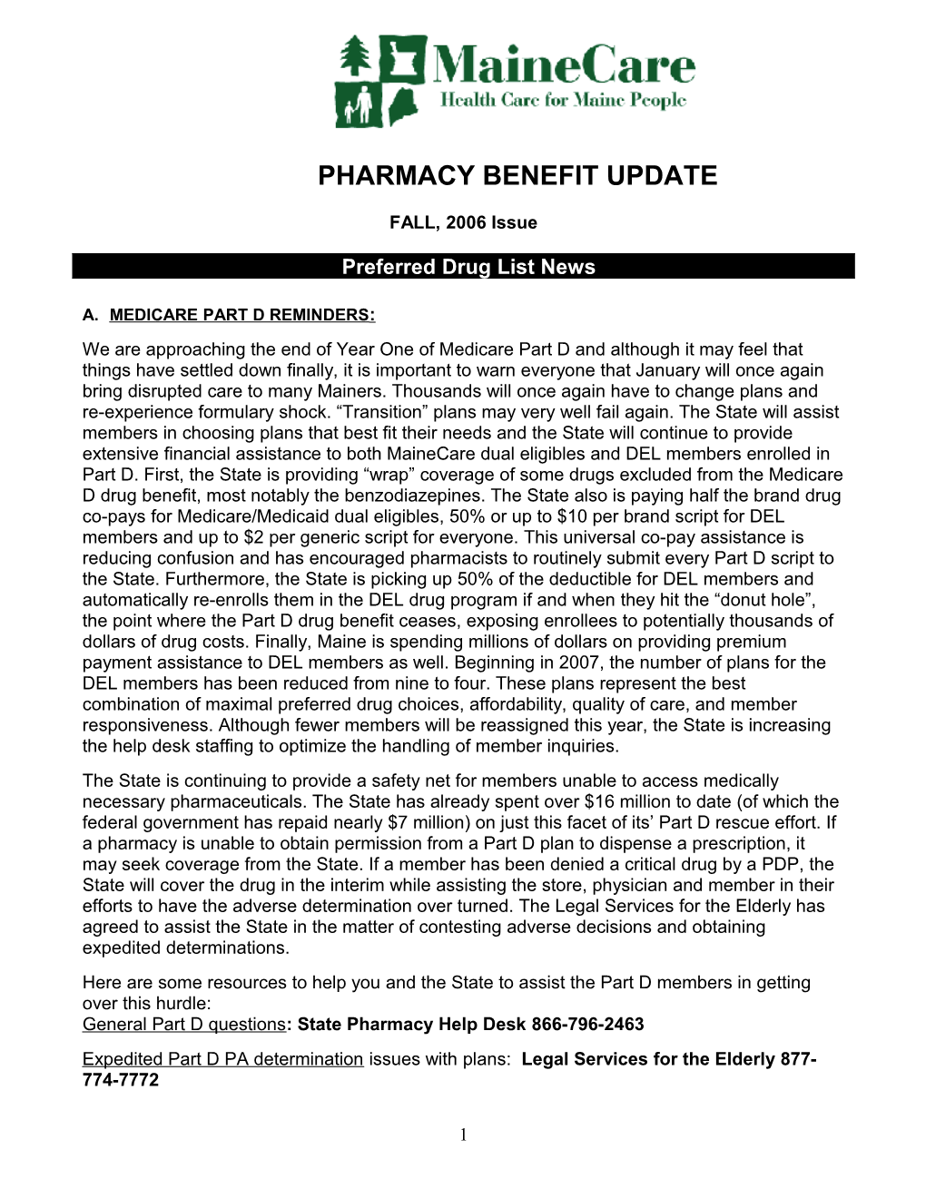 Pharmacy Benefit Update