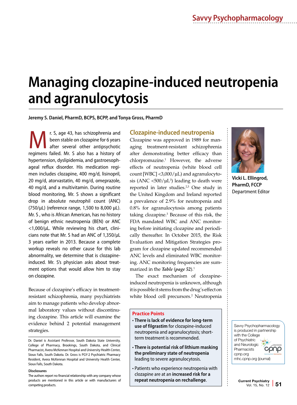 Managing Clozapine-Induced Neutropenia and Agranulocytosis