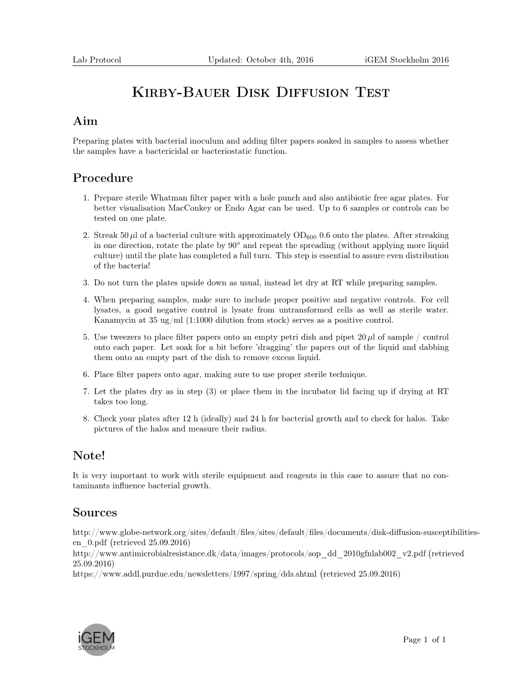 Kirby-Bauer Disk Diffusion Test