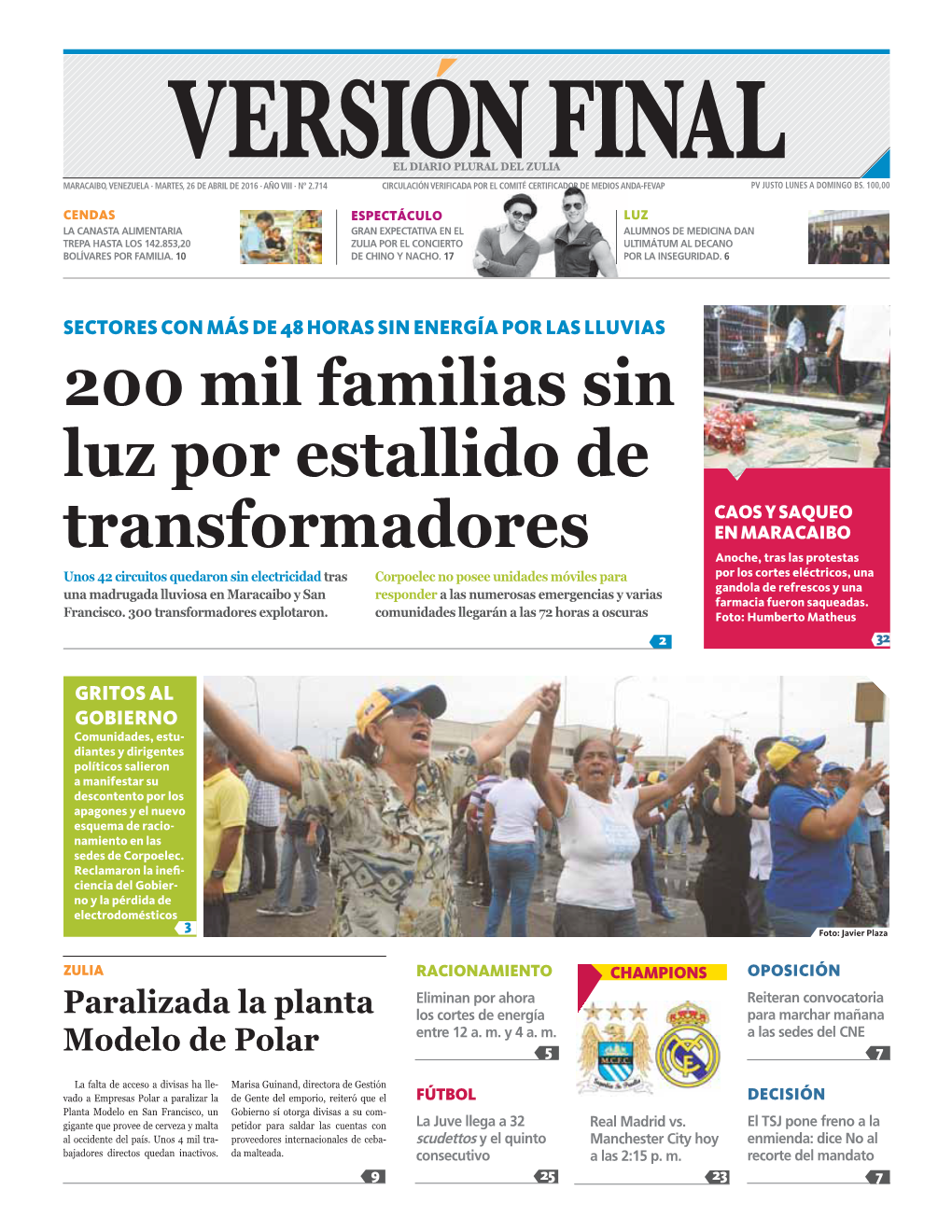 200 Mil Familias Sin Luz Por Estallido De Transformadores