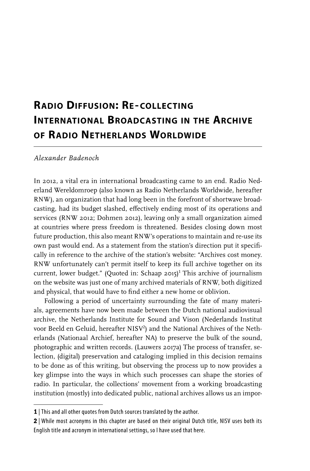 Radio Diffusion: Re-Collecting International Broadcasting in The