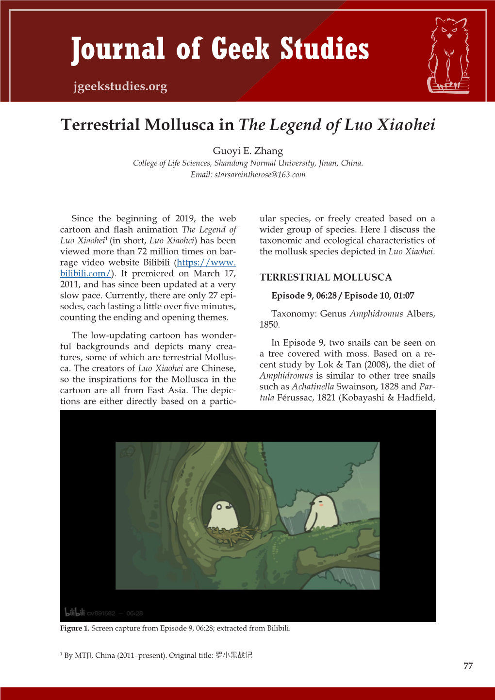 Terrestrial Mollusca in the Legend of Luo Xiaohei