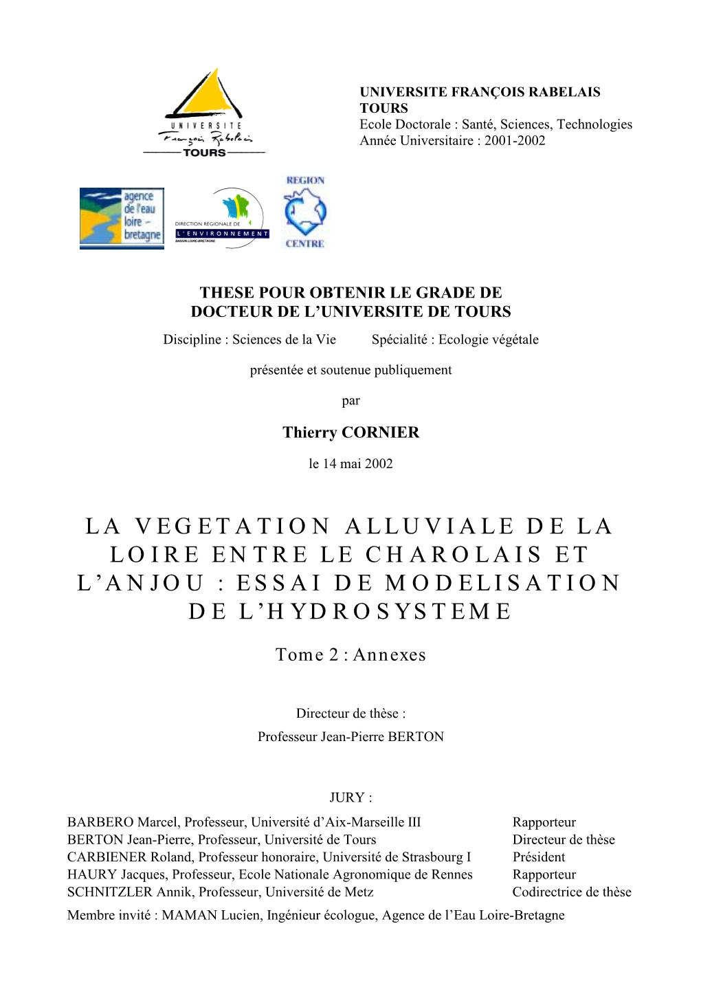 Essai De Modelisation De L'hydrosysteme