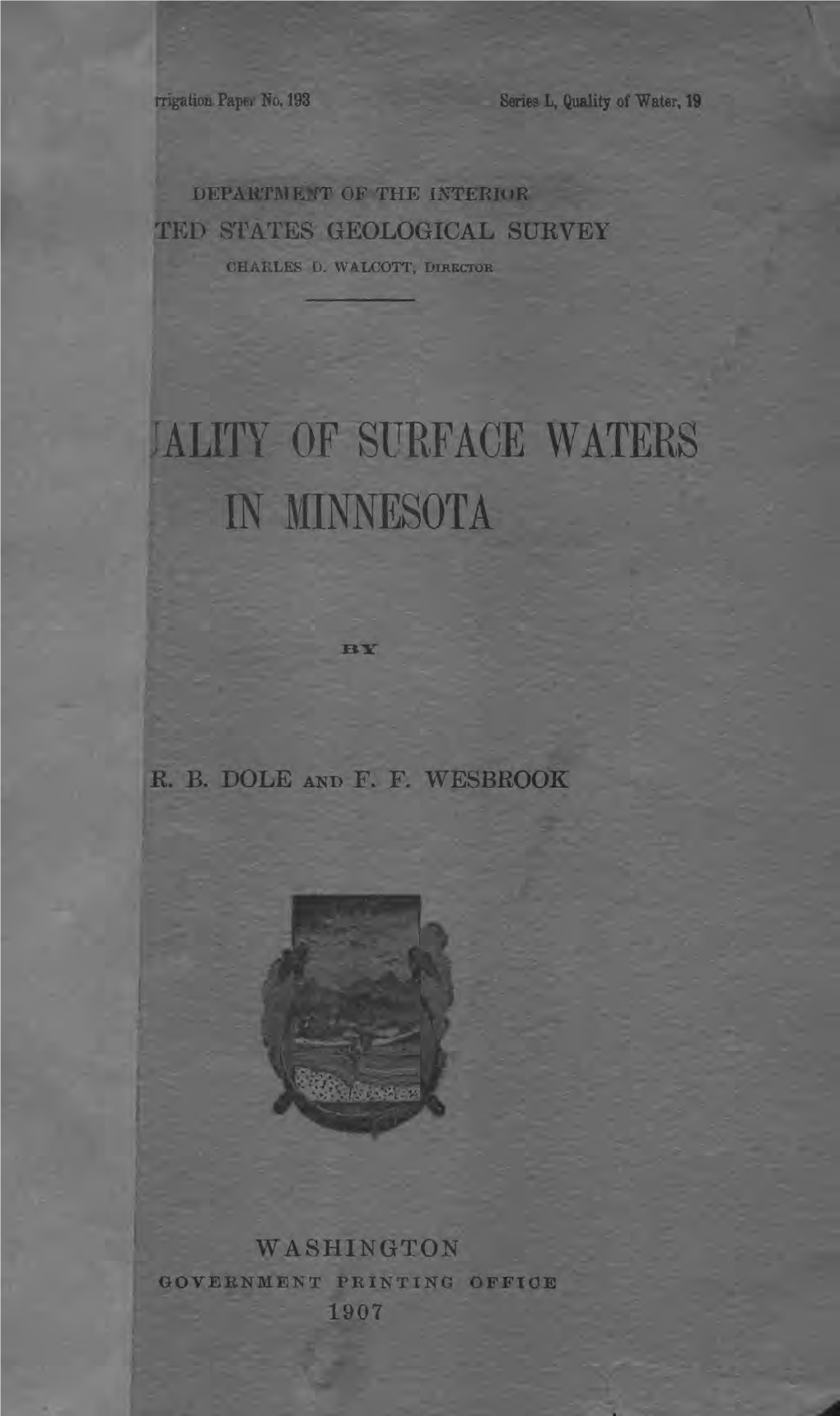 Jality of Surface Waters in Minnesota