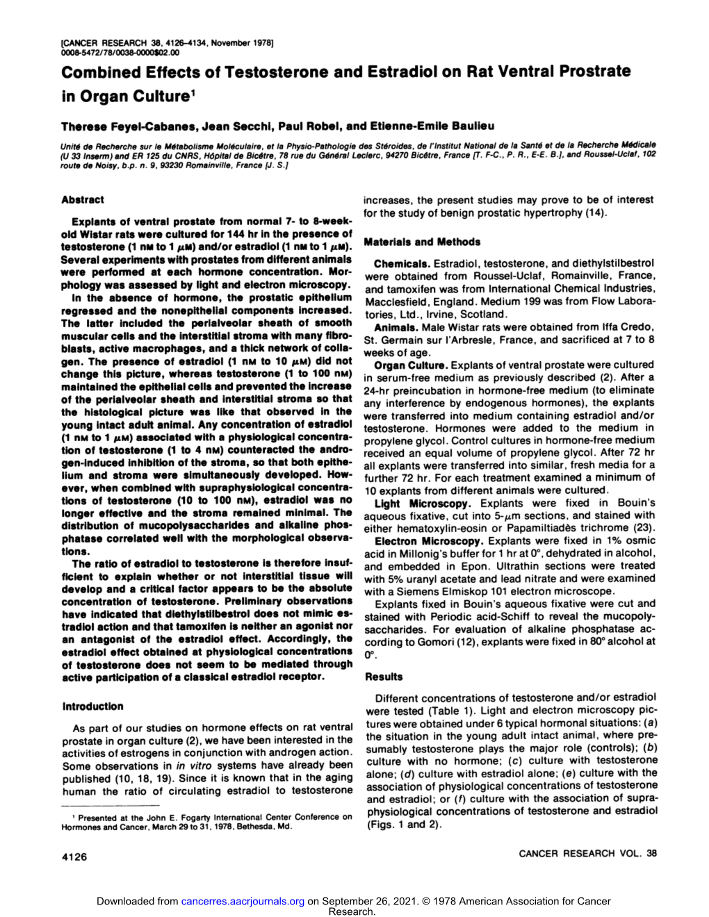 Combined Effects of Testosterone and Estradici on Rat Ventral Prostrate in Organ Culture1