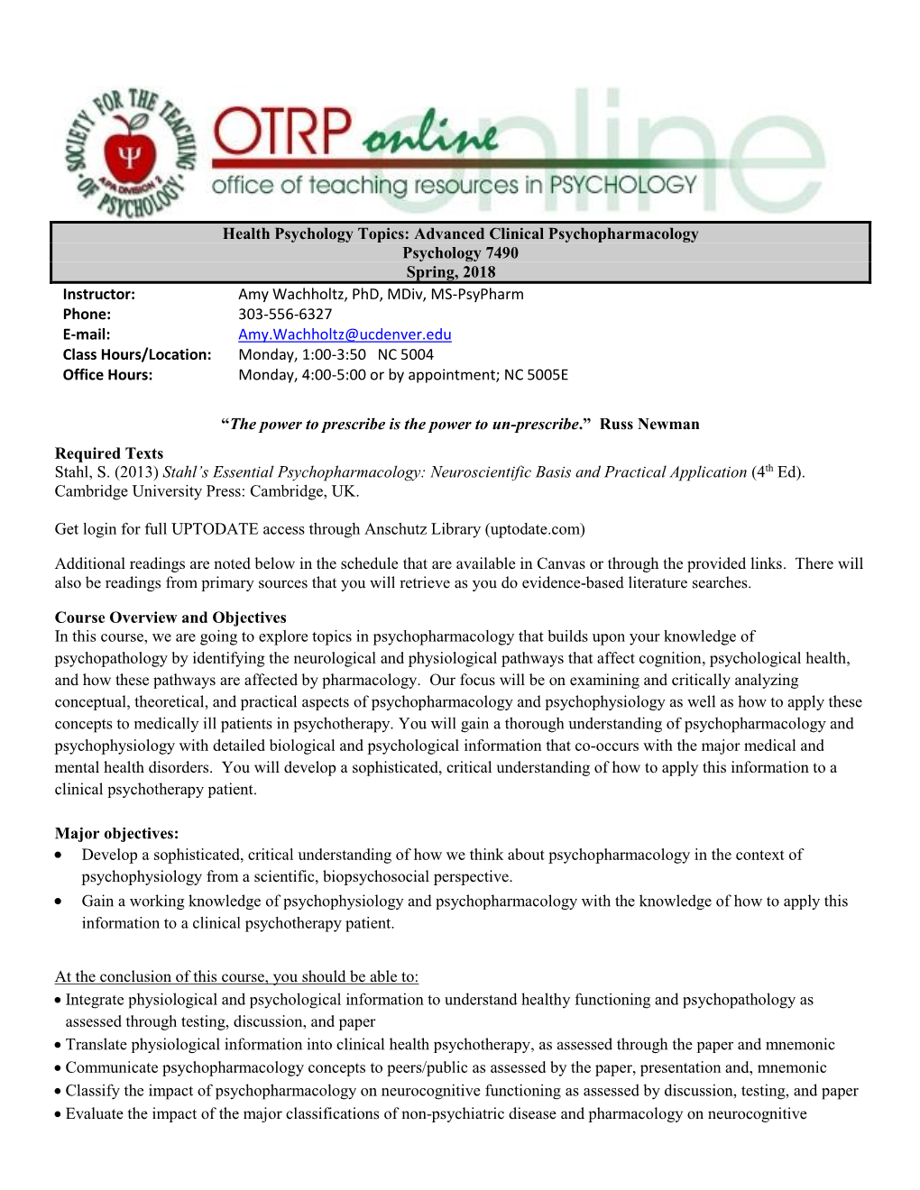 Clinical Psychopharmacology