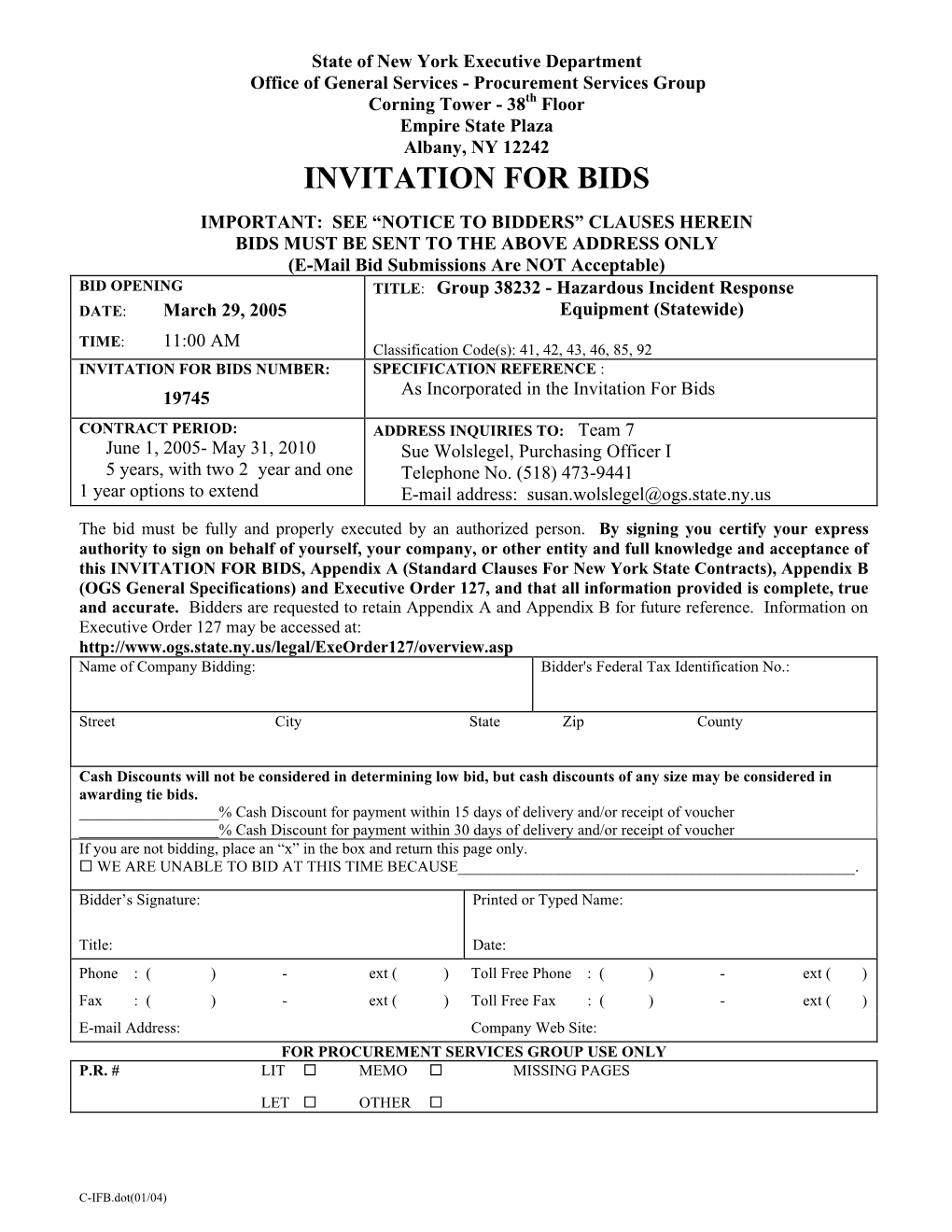 Invitation for Bids