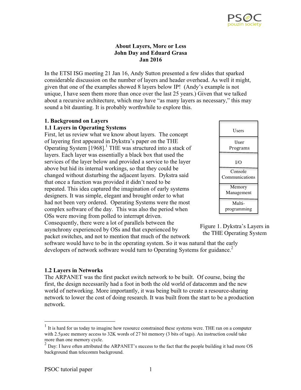 PSOC Tutorial Paper 1 About Layers, More Or Less John Day and Eduard