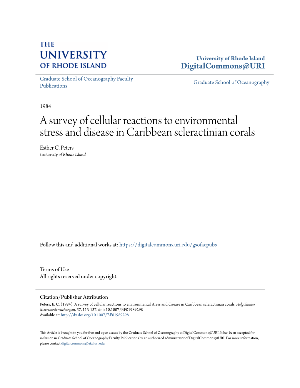 A Survey of Cellular Reactions to Environmental Stress and Disease in Caribbean Scleractinian Corals Esther C