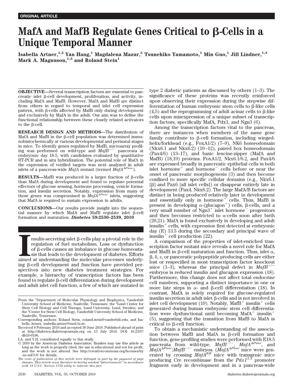 Mafa and Mafb Regulate Genes Critical To