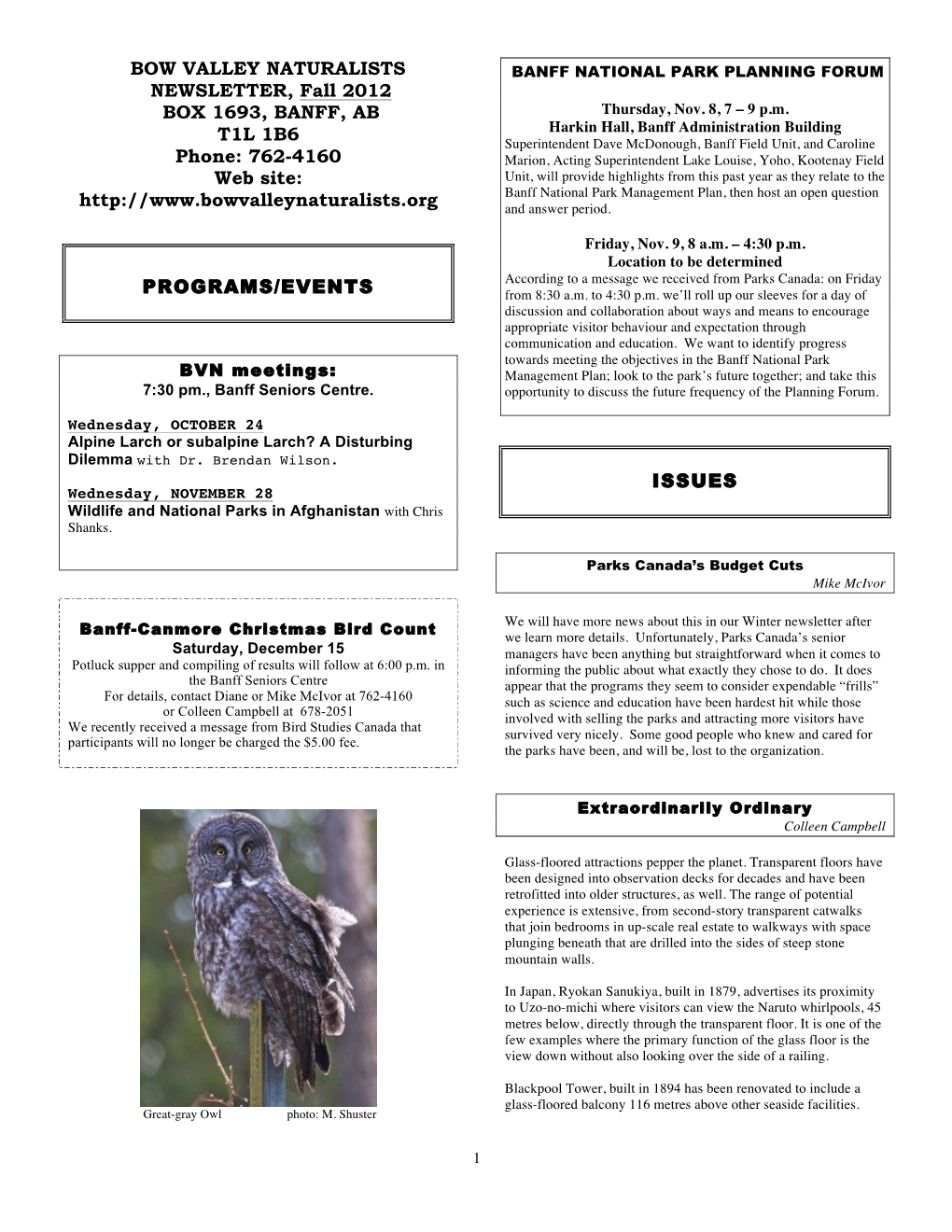 Fall Newsletter 2012