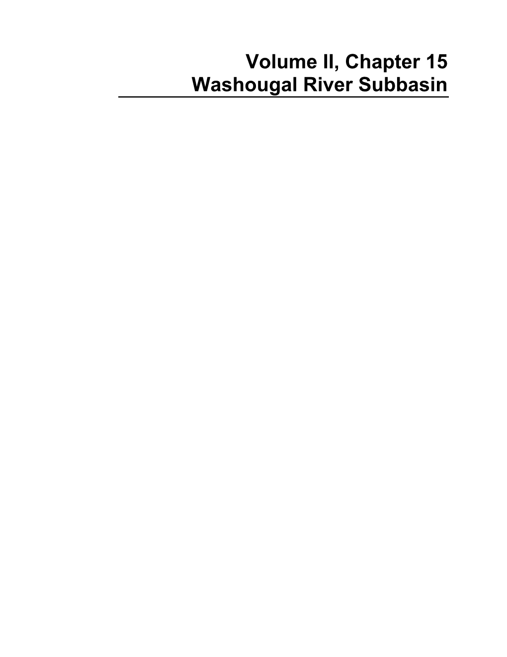 Volume II, Chapter 15 Washougal River Subbasin