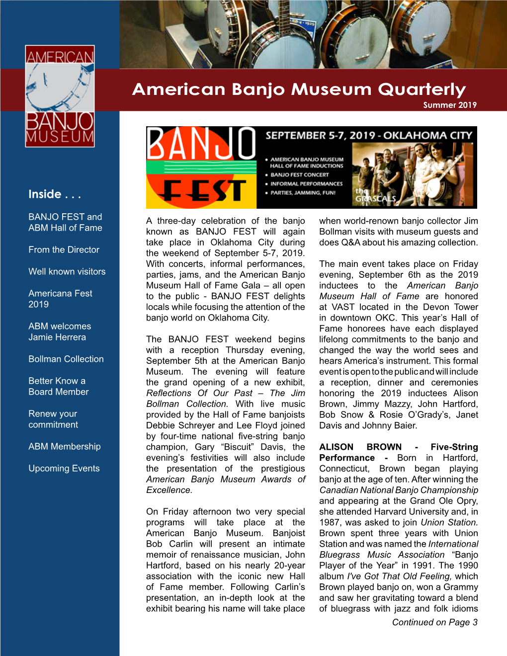 American Banjo Museum Quarterly Summer 2019