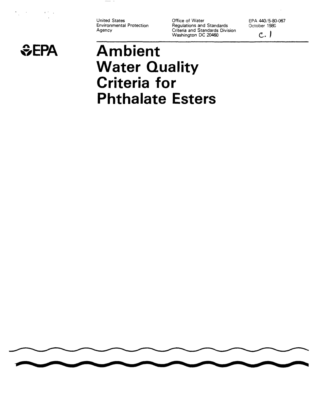 &EPA Ambient Water Quality Criteria for Phthalate Esters