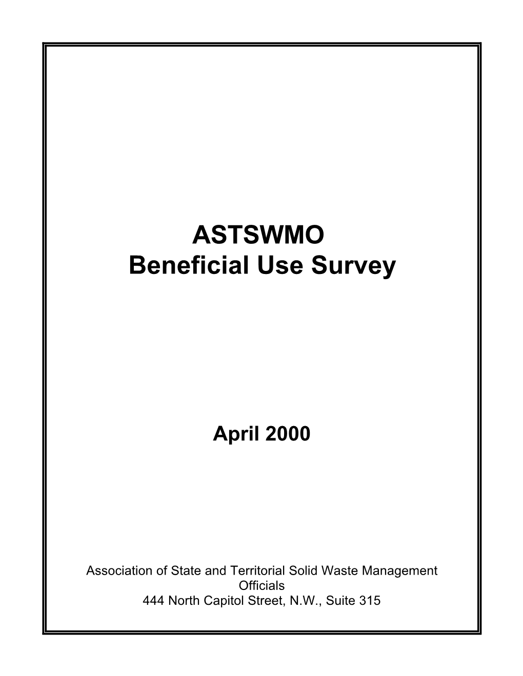 ASTSWMO Beneficial Use Survey 2000
