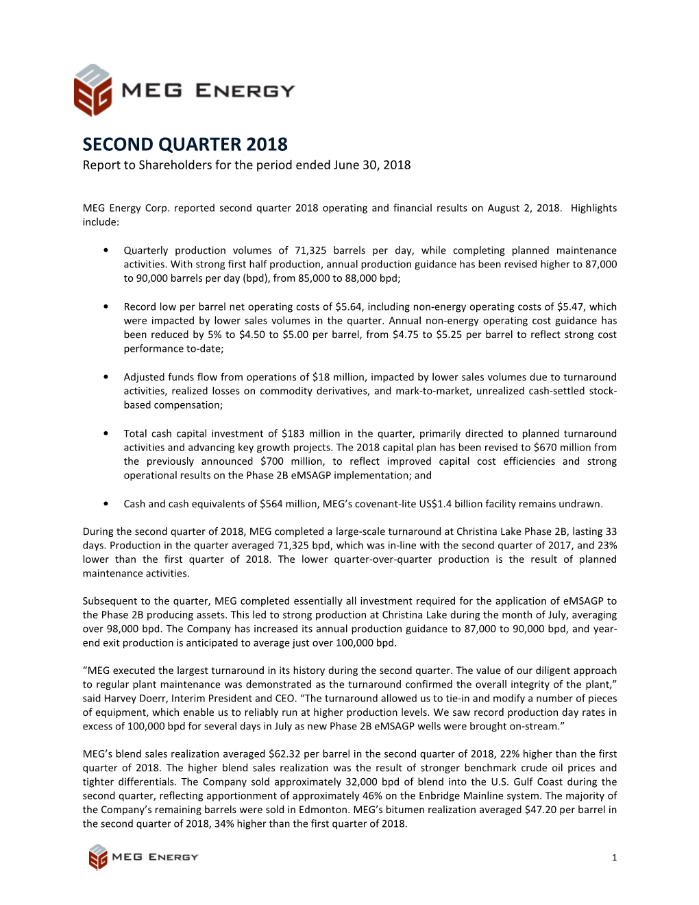 The Second-Quarter 2018 Report