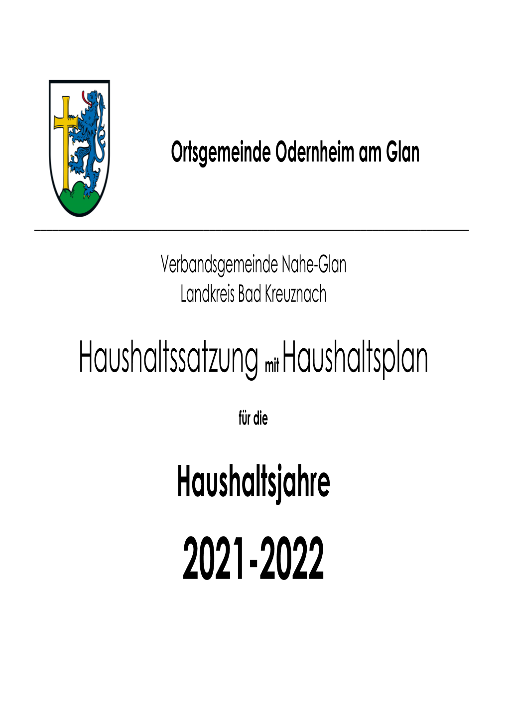 Haushaltsplan Der Ortsgemeinde Odernheim Am Glan 2021