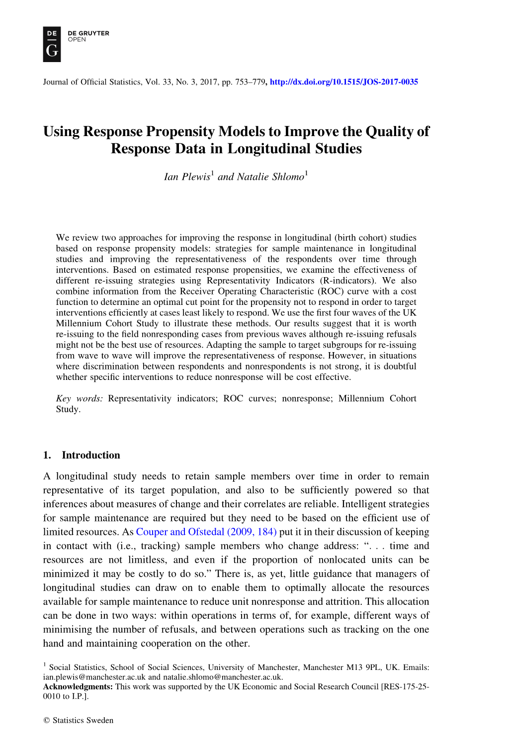 Using Response Propensity Models to Improve the Quality of Response Data in Longitudinal Studies