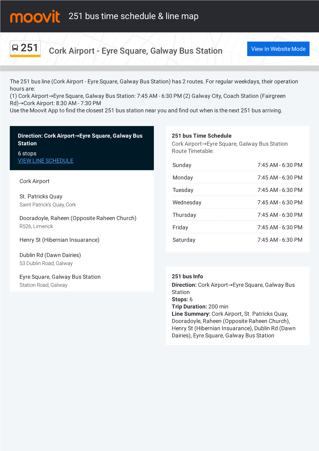 251 Bus Time Schedule & Line Route