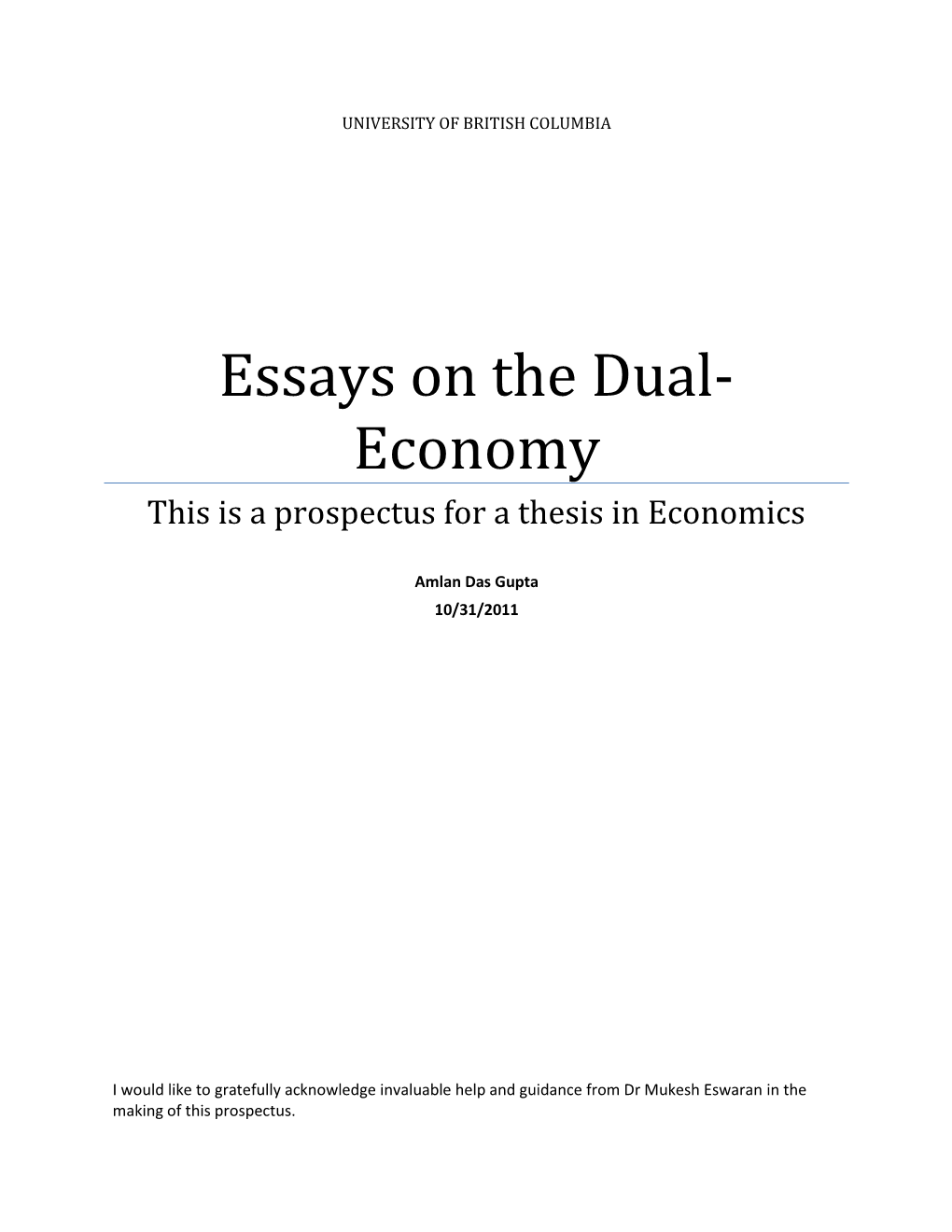 Essays on the Dual-Economy