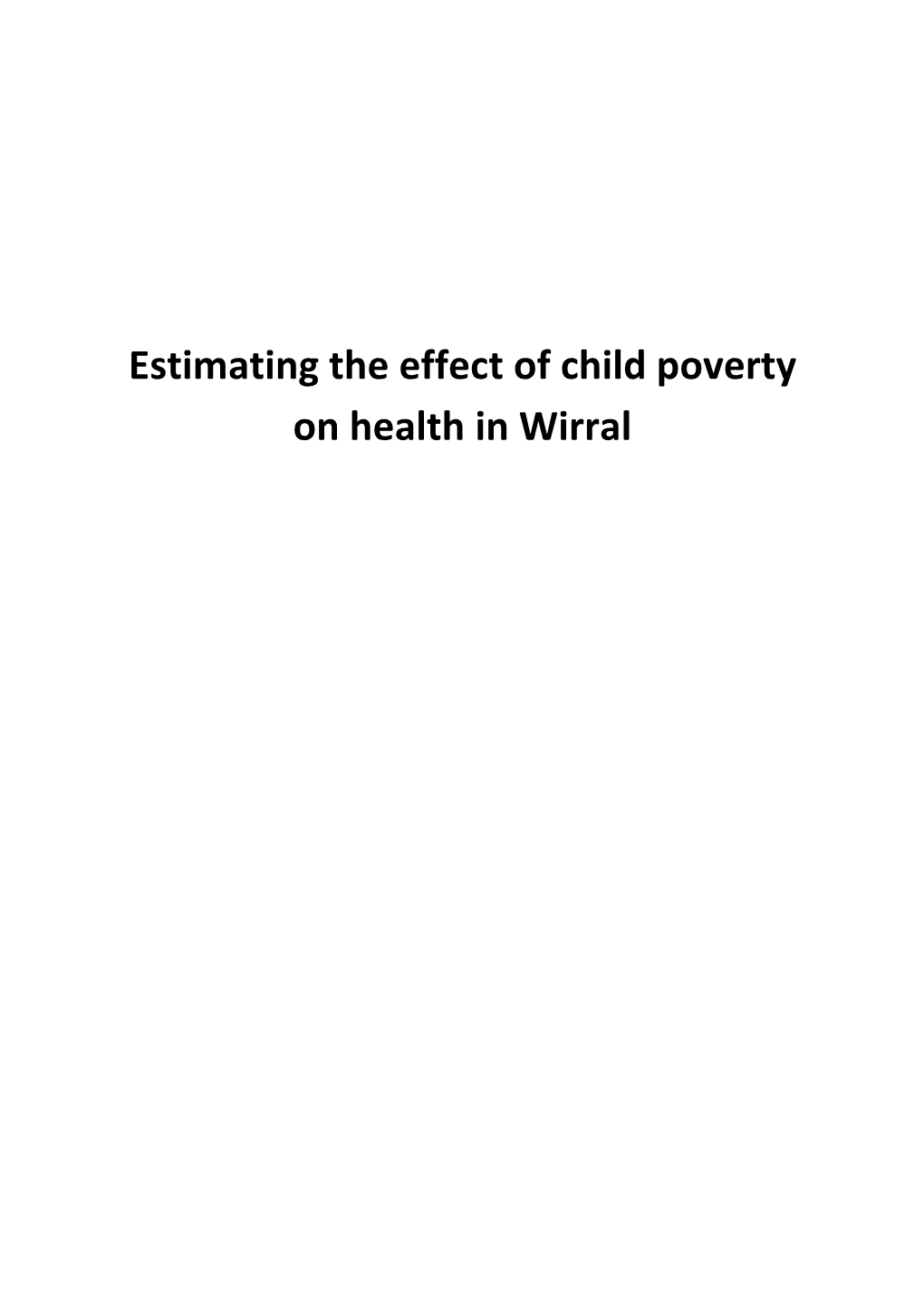 Child Poverty and Health in Wirral