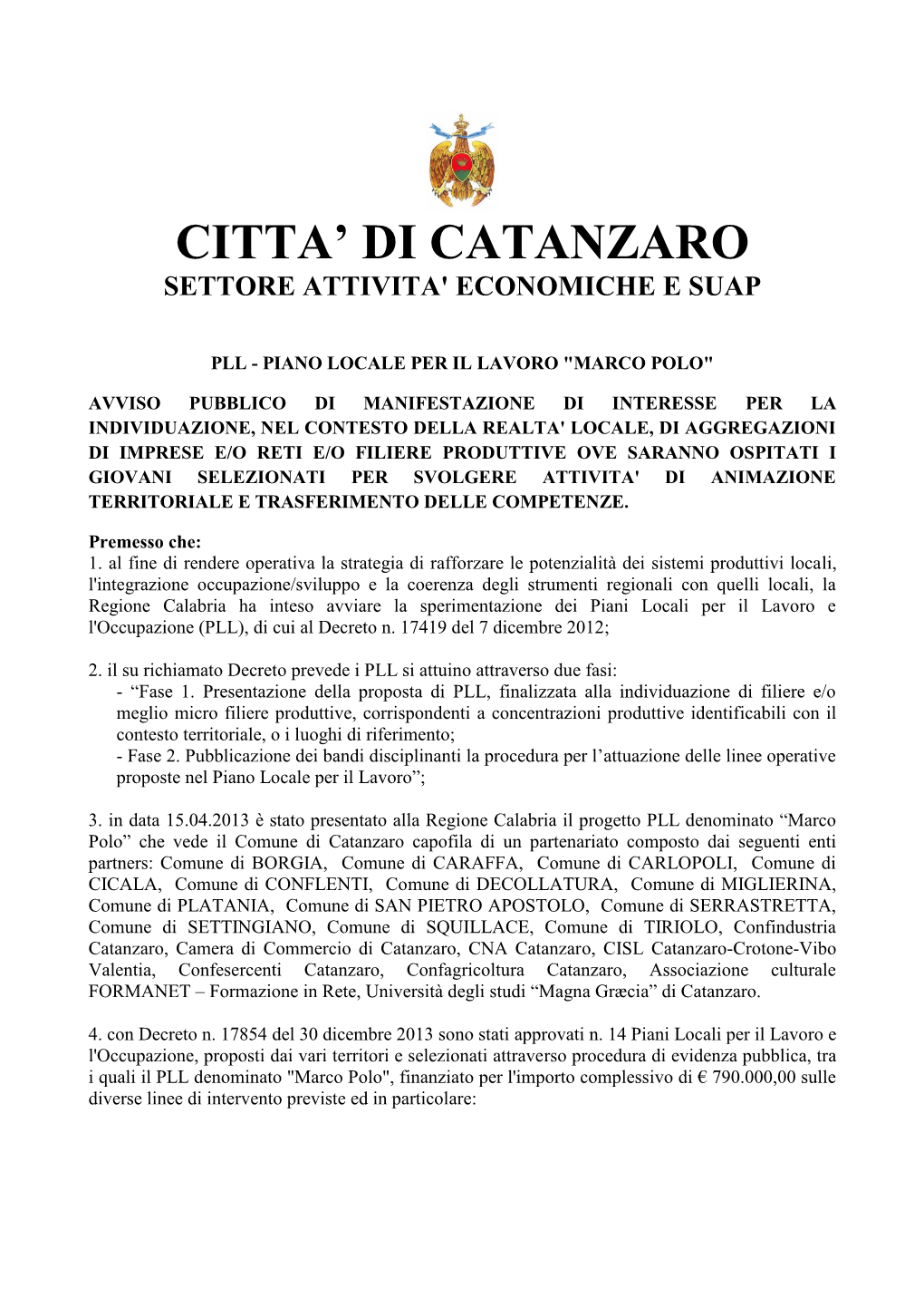 Avviso Pubblico Manifestazione Di Interesse PLL Comune Catanzaro.Pdf