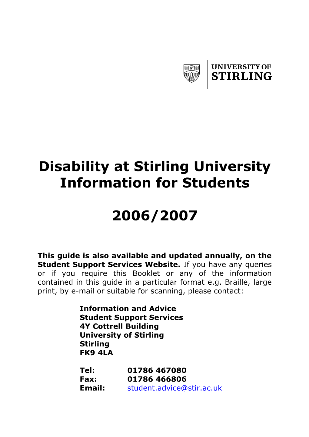 University of Stirling Disability Statement