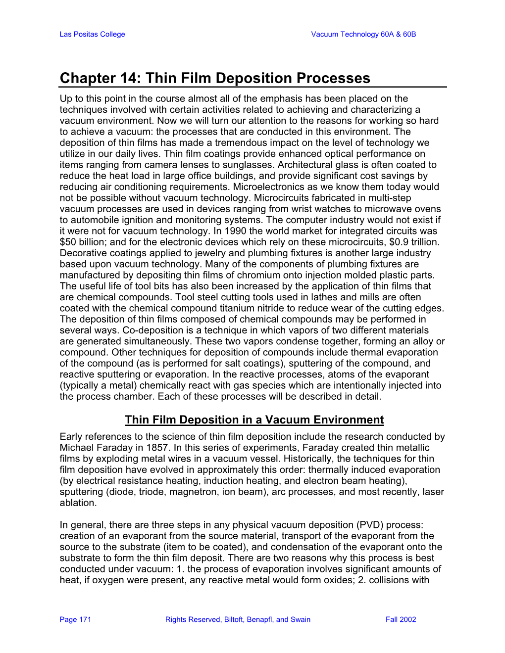 Chapter 14: Thin Film Deposition Processes