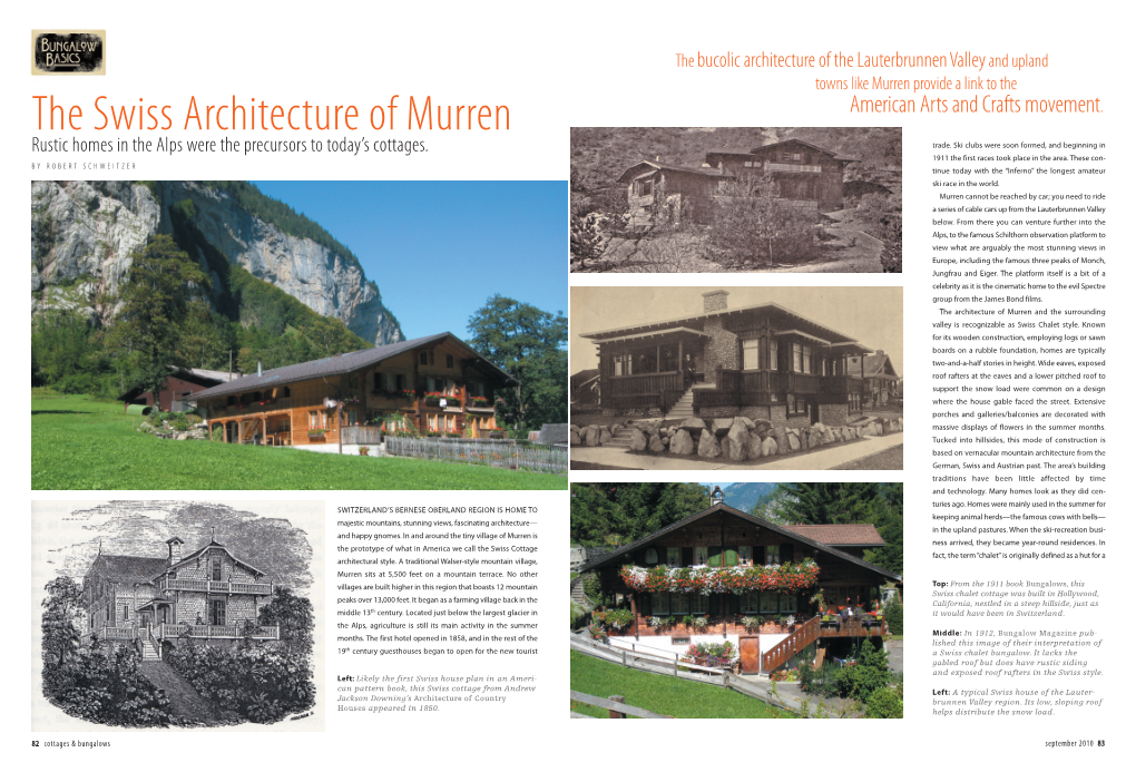 The Swiss Architecture of Murren American Arts and Crafts Movement