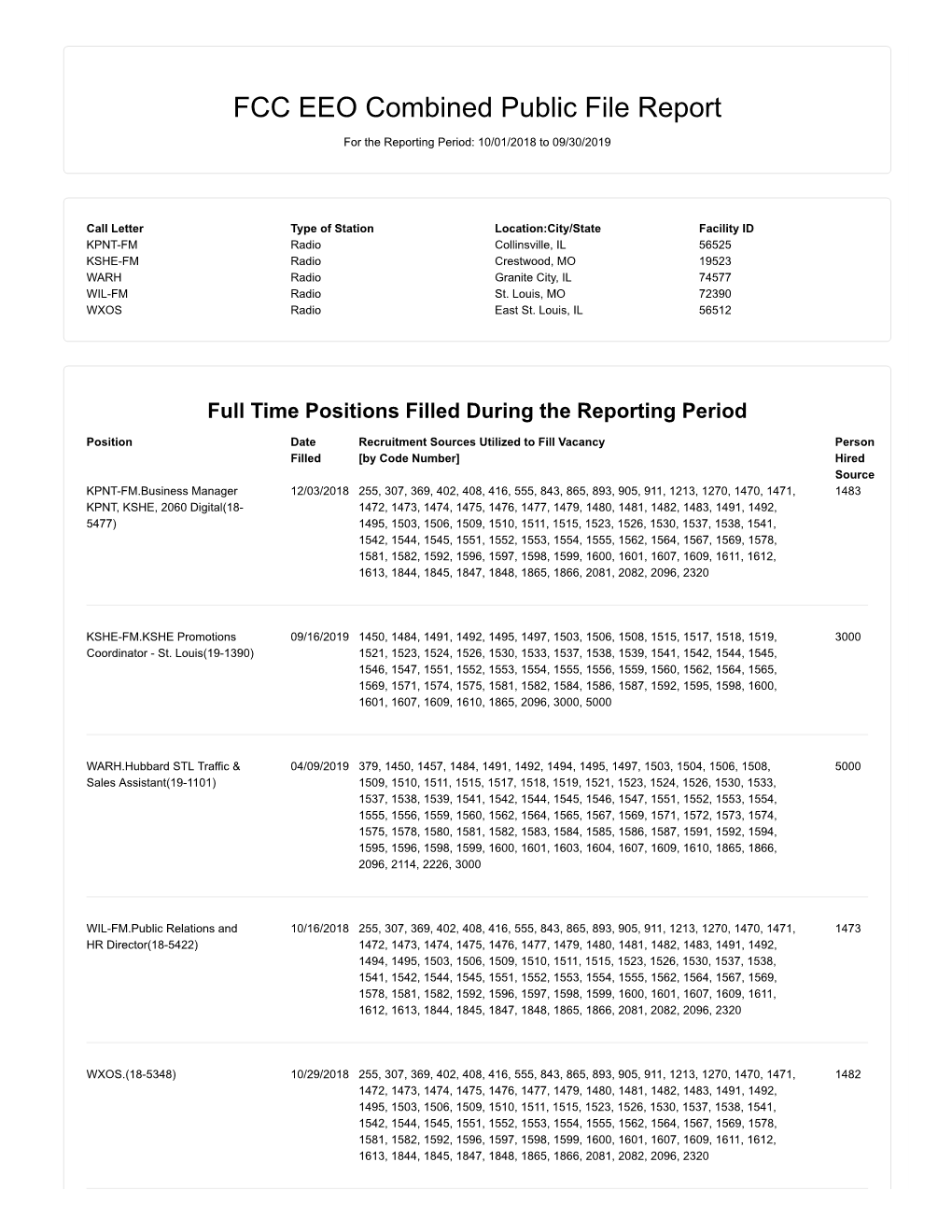 FCC EEO Combined Public File Report