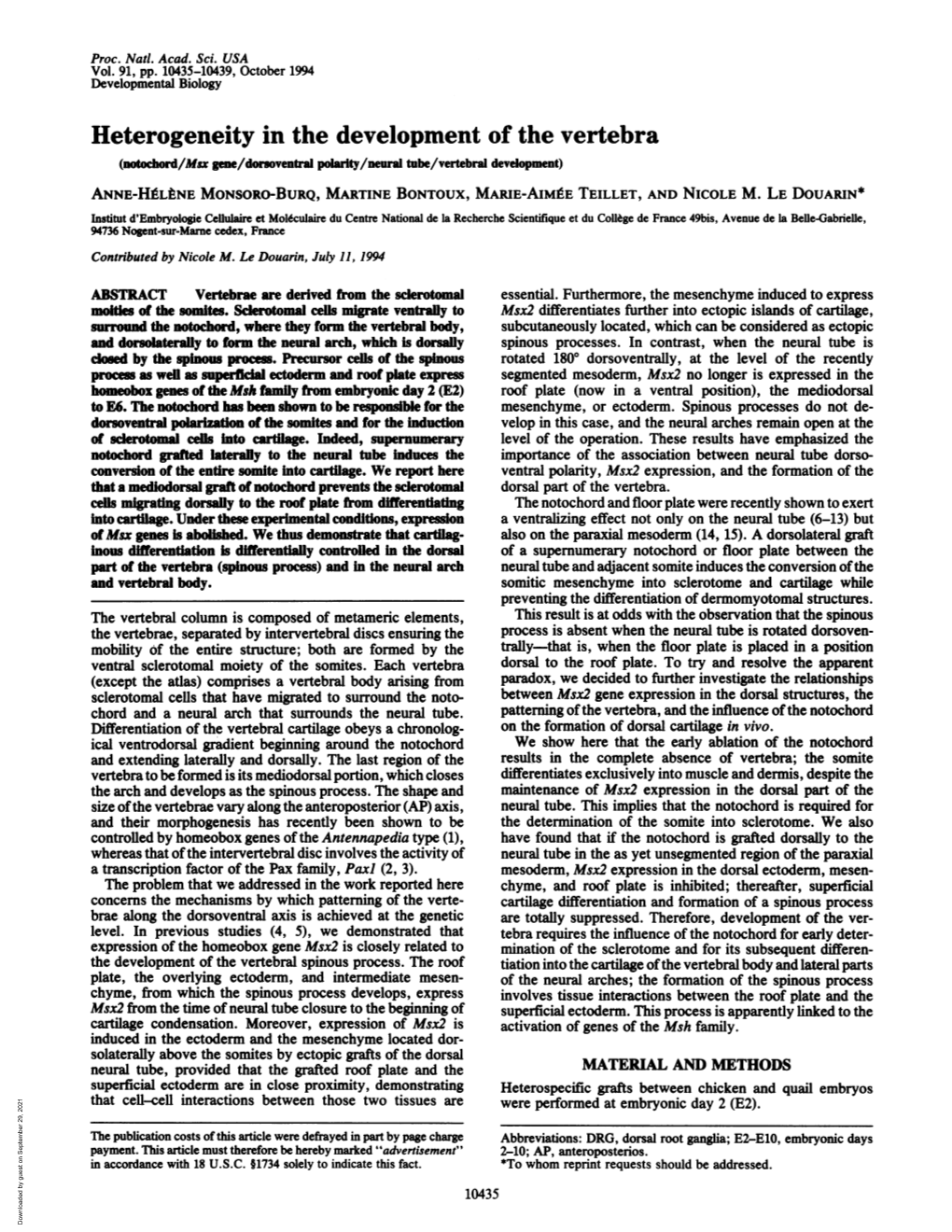 Heterogeneity in the Development of the Vertebra