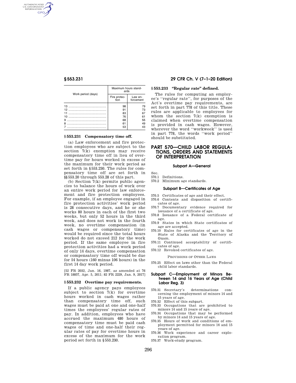 Wage and Hour Division, Labor § 570.122