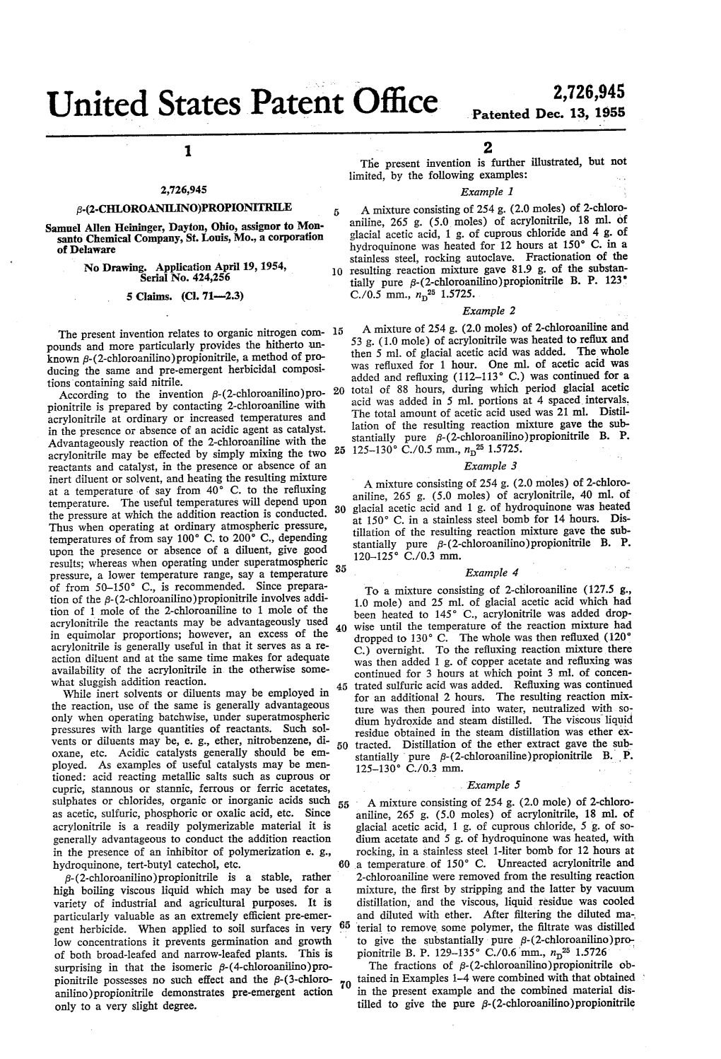 United States Patent Office Patented Dec